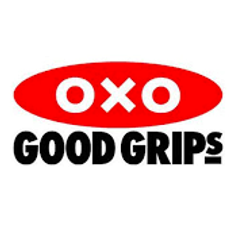 OXO logo in white bold text over a red oval, GOOD GRIPS below in black capitals