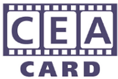 CEA Card logo, cartoon film strip with the letters CEA and the word card below