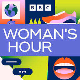 Multi coloured logo with text saying BBC Woman's Hour