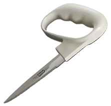 a vegetable knife with a large white handle set at 90 degrees to the blade as a mobility aid